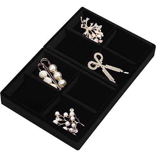 DesignSter Small Jewelry Tray-Ring Organizer 2PCS Premium Velvet Rings Earrings Display Tray Storage Insert Holder for Jewelry Box, Drawer, Dresser (4 Grids, Black) - color: Black, size: 4 Grids