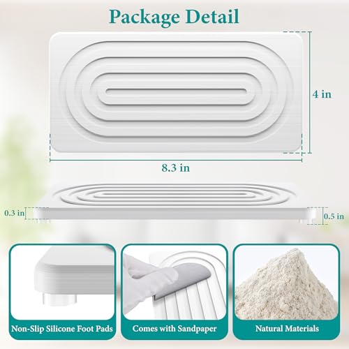 Water Absorbing Stone Tray, Quick Drying Diatomite Bathroom Tray Countertop, Stone Drying Mat for Kitchen Counter, Soap Dish Dispenser Vanity Organizer, White-A-8.3" x 4" - color: White A