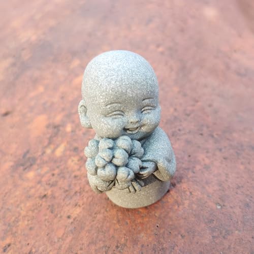 livelyfish Japanese Monk Statue Praying Zen Sandstone Mini Buddha Statues Asian Garden Sculptures for Wealth Good Luck Feng Shui Home Decor (Style 2) - color: Style 2