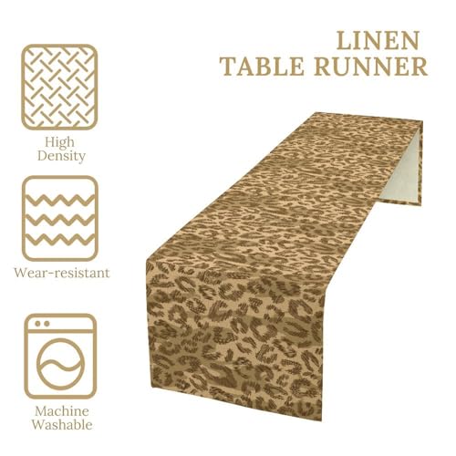 Brown Leopard Print Table Runner Classic Fashion UniqueTablerunner for Kitchen Cafe Dining End Table Sofa Holiday Wedding Home Decor 13x36in - color: Fur-2, size: 13x36in