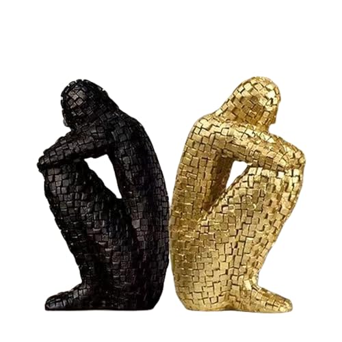Mosaic Decorative Bookends, Modern Mosaic Abstract Sculptures, Simple Fashion Resin Abstract Statue, Modern Book Ends for Shelves, Decor Bookends for Desk, Library, Office, Shelf Decoration ( Color : - color: A