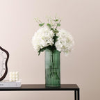 Green Glass Vase, Glass Flower Vase, Ribbed Glass Vase, Green Vase, Tall Cylinder Glass Vases for Centerpieces, Living Room, Bedroom, Dining Table, Office, Wedding, Bookshelf, 10 Inches - color: Green, size: 10''