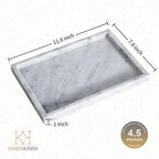 Large Bathroom Vanity Tray, Real Natural Marble Tray 12 inch, Carrara White Stone Toilet Tank Trays, Modern Dresser Trays, Countertop Organizer for Kitchen Counter, Soap Dispenser - color: Carrara White 12-in Rect