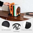 HappyHapi Decorative Bookends for Shelves, 7 Pair Metal Book Ends for Heavy Books, Black Book Stopper for Home Office Library, 6.9" x 4.7" x 3.5"（14 Pcs）