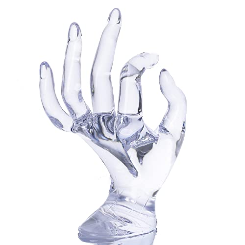 HOMEGOAL Hand Jewelry Holder, Bracelet Ring Watch Jewelry Display Holder Stand, Mannequin Hand, Polyresin, 7 Inch (Transparent) - color: Transparent