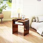 Clear Acrylic End Table 2-Tier Bedside Nightstand for Living Room Bedroom (1, Dark Brown) - color: Dark Brown