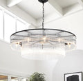 Black Glass Chandelier, Large Modern 2-Tier Glass Rod Chandelier Lighting for High Ceiling Foyer Hall Staircase, 12-Light Round Hanging Ceiling Light Fixture 39" - size: Large Black (39" x 70")