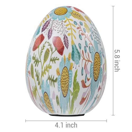 MyGift 6 Inch Tall Resin Decorative Egg with Vibrant Pastel Artistic Floral Print, Spring Pattern Home Decor Small Tabletop Centerpiece Easter Decoration - color: Vibrant Pastel