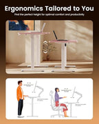 ErGear Height Adjustable Electric Standing Desk, 31 x 19 Inches Sit Stand up Desk, Memory Computer Home Office Desk, Pink - color: Pink, size: 31.5 X 18.9 Inches
