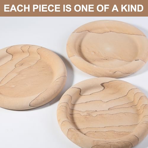 Real Natural Marble Tray, Marble Round Decorative Vanity Tray for Bathroom Countertop, Kitchen Counter, or Catchall, Coffee Table Tray for Jewelry (Vein Sandstone) - color: Sandstone