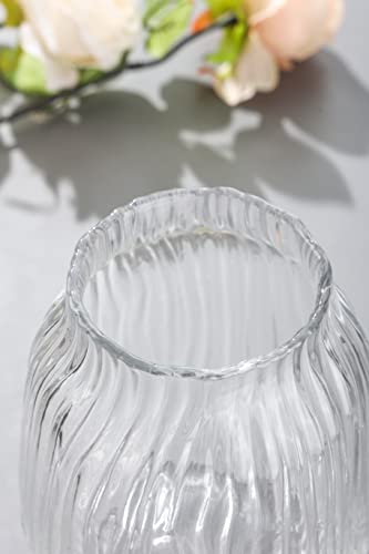 Clear Tall Vase,Large Clear Vases for Flowers,H-8.0" Simple Striped Design for Home Floor Decor,Farmhouse Decor, Centerpiece Coffee Table Decorations - color: Clear, size: H-8.0IN