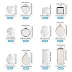 Craftdady Stainless Steel Pendant Cabochon Settings Heart Square Teardrop Flat Round Oval Rectangle Blank Bezel Trays Base Pendant with Glass Cabochons for DIY Earrings Necklace Jewelry - color: Stainless Steel Color 6 Style 2