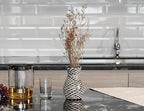 AeraVida Intricate Etched Ovals Mango Wood Vase Dark Brown 6-Inch Handmade Tabletop Flower Holder for Dried or Silk Flowers Rustic Modern Decor Accent for Living Room or Office