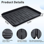 Boot Tray for Entryway Indoor, 4 Pack Plastic Shoe Mat Small Wet Shoe Tray with Raised Edge, Waterproof Winter Boot Mat for Mudroom, Garage, Garden, Black