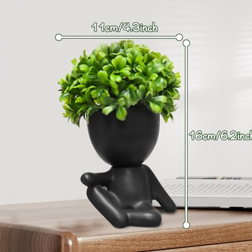 Zerzsy Fake Succulent, Mini Succulents Plants Desk Plant for Office Decor for Women, Cute Fake Plants Bathroom Decor- Set of 1 - color: Black-j