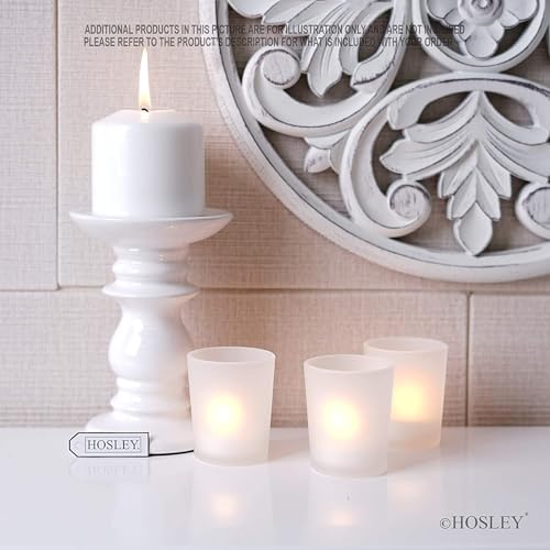 Hosley's Set of 12 Frosted White Glass Votive/Tea Light Holder. Ideal for Use with Tea Lights for Weddings, Parties, Aromatherapy, Votive Candle Gardens. Bulk Buy - color: Frost White, size: 12 count