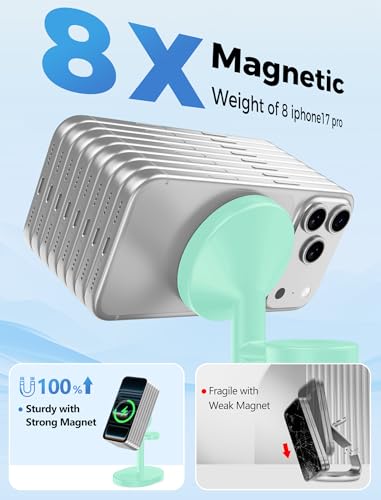 Hevanto 2026 3 in 1 Wireless Charging Station for Apple MagSafe Charger, 15W Fast Mag-Safe Charger Stand for iPhone 17 16 15 14 13 12 Apple Watch AirPods Compatible with MagSafe, Mint - color: Mint Green