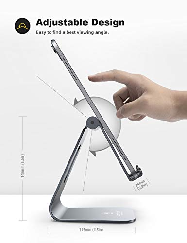 Lamicall Tablet Stand, Tablet Holder for Desk - Multi-Angle Adjustable Tablet Desktop Dock Gifts, Compatible with iPad Pro 11, 12.9, Air, Mini, Fire HD, Galaxy Tab, and Other 4-13" Tablets, Gray - color: Grey