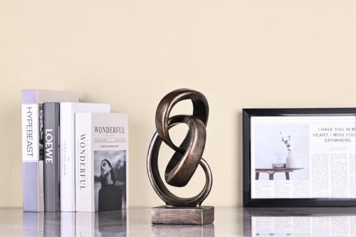 Modern Abstract Knot Sculpture, Artistic Mobius Inspired Resin Decor, Elegant Home and Office Decor, Perfect for Shelves, Desktops, and Mantles, Ideal Gift for Birthdays, Housewarmings (Bronze) - color: Bronze
