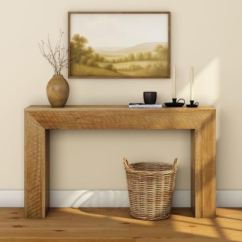 Plank+Beam 56 Inch Camden, Farmhouse Console Table - Solid Pine Wood, Easy Assembly for Living Room or Entryway, Rustic Honey - color: Rustic Honey, size: 56 Inch