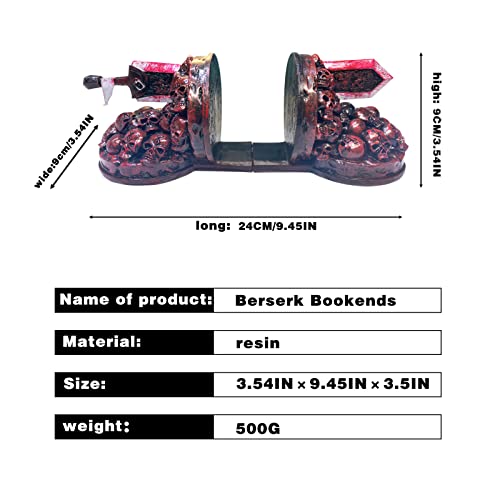 Berserk Bookends，Bookends Ornament Dragon Slaying Knife Bookstop ，Resin Non-Slip Suitable for Reading Desk Home Decoration