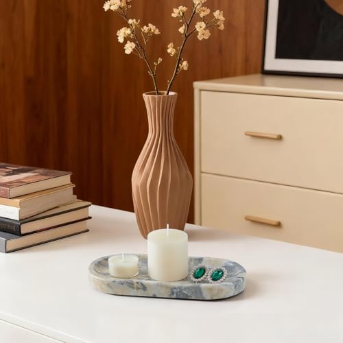 Natural Marble Vanity Tray, Marble Tray for Bathroom countertop,Stone Tray for Storing Perfume, Cosmetics and Jewelry 7.87 * 3.9inch （Ink Wash Yellow） - color: Ink Wash Yellow, size: 7.9" x 3.9" x 0.7"