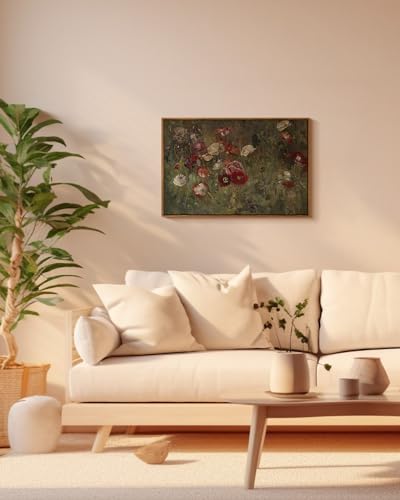 InSimSea Framed Canvas Wall Art Vintage Decor, Flowers Large Wall Art Prints, Flowers Art Modern Farmhouse Decor, Botanical Painting for Office, Bedroom Bathroom Home Decor, 20"x30" - color: A Bed of Poppies, size: 30"L x 20"W