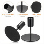 3 Pcs Black Candlestick Holders Set - Matte Black 5.5" & 3.3" Taper Candle Holders for Modern Table Centerpiece and Home Decor
