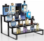 Wood Cologne Organizer for Men,12 Inch 4 Tier Cologne Stand Waterproof Perfume Organizer for Dresser with Anti-Slip Washers,Wooden Display Risers Stand for Party,Makeup,Figures,Cupcake,Perfume,Dessert