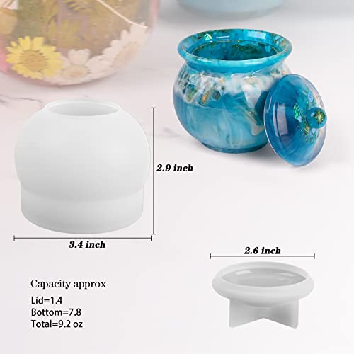 Actvty Jar Silicone Molds, Jar Resin Molds with Lid, Epoxy Molds for DIY Jewelry Storage Box,Candle Holder,Candy Container, Epoxy Resin Casting Craft Gifts - color: Crock Jar Molds