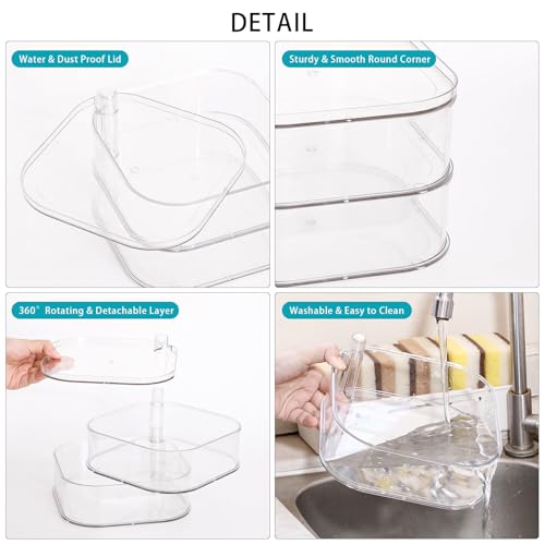 FABROK 2-Layer Girls Hair Accessories Organizer, Large Rotating Vanity Storage Container for Headbands, Scrunchies, Clips, Plastic Women Hair Ties Holder, Makeup Brush Box - size: 2-Layer