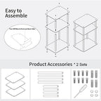 Clear Acrylic Side Table, 3-Tier End Table for Living Room, Small Bedside Tables Nightstand for Bedroom Set of 2, Home Decor Accent Table, 15.7" L x 11.8" W x 23.6" H - size: 2-Pack