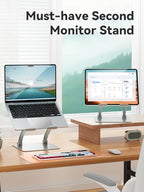 tounee Tablet Holder Stand, Dual Rod Adjustable Aluminum Desktop Stand, Compatible with 4.7-16.9" iPads, Surface Tablets, Portable Monitors, Kindle & More (Silver) - color: Silver