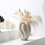 Ceramic Coastal Vase for Flowers, Large Off White Decorative Piece, Modern Styling for Home or Office