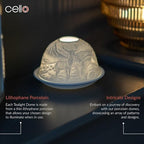 Cello Porcelain Tealight Holder Dome - Highland Stag Design with 3D Projection Image & Message Scented Unscented LED Candle Wax Warmer Animal Nature Deer Gifts Ornament Home Birthday Easter Present