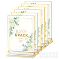 Acrylic Sign Holder 8.5X11 Gold Frames Double-Sided Gold Picture Frames for Flyer Holder Menu Holder Wedding Table Number Holder Christmas Photo Frame with Removable Sticky Dots -6 Pack