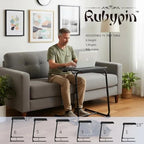 Rubypin Multifunctional TV Tray Table – Adjustable Dinner Folding Table for Bed & Sofa with Cup Holder, 6 Height Settings & 3 Tilt Angles (Black)