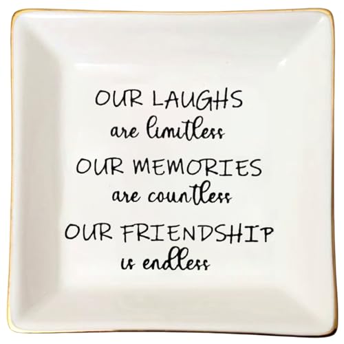 Friendship Endless Jewelry Dish Tray - Ceramic Trinket Dish - Last Minute Birthday Gift For Women & Friends - style: Friendship Endless