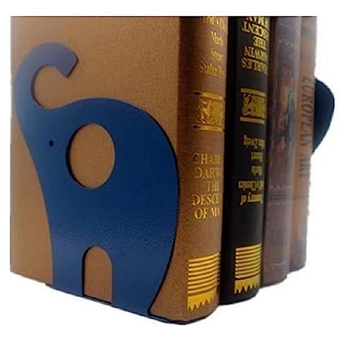 Wendin 1pair Cute Elephant Nonskid Bookends Art Bookend (Navy Blue) - color: Navy Blue