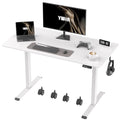 Ywin Electric Height Adjustable Standing Desk with Wheels, 63 x 24 inches Ergonomic Stand Up Desk for Home Office - color: White-1