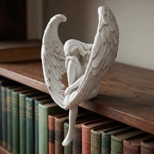 Creative White Resin Redemption Angel Statue,Tabletop Ornament, Hand-Carved Angel Sculpture Used for Garden Home Decoration