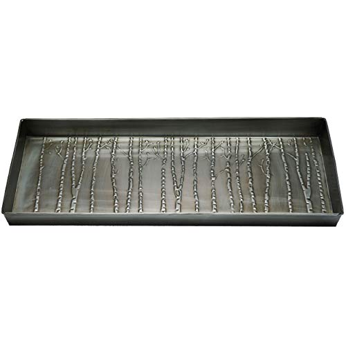 HF by LT Birch Forest Pattern Metal Boot Tray, 30 x 13 inches, Antique Zinc Finish