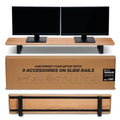 ULTRARM Moodular Wooden Monitor Stand 45.6” (116cm) Large Desk Organizer with Metal Slide Rails for Drawer, Tray, Laptop, Tablet, Phone & Headphones Customizable Riser for Organized Workspace Oak
