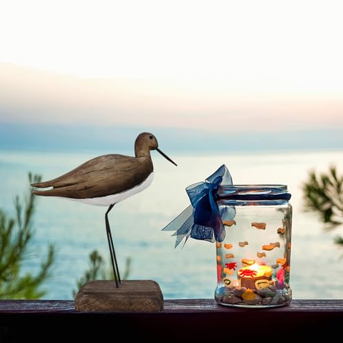 Wood Bird Statue Nautical Decor Decorative Sea Birds Sculpture Wooden Tabletop Figurine Coastal Ocean Beach Themed Decoration for Home Yard Bathroom Living Room (6.7" H) - color: 6.7" H