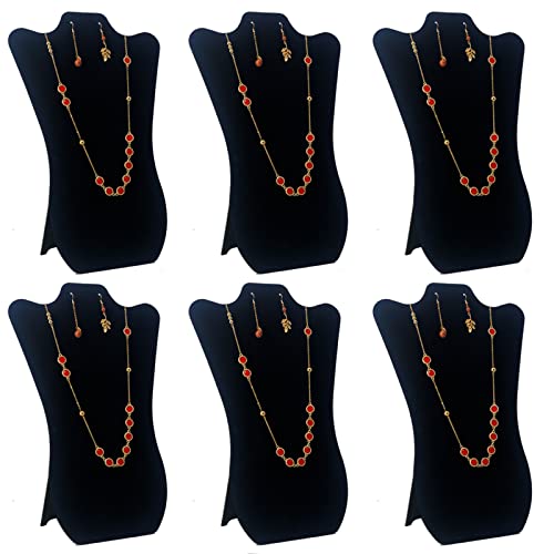 14 Inch Tall Black Velvet Necklace & Earing Display Stands for selling, Foldable Jewelry Display Stands for Shows.(set of 6)