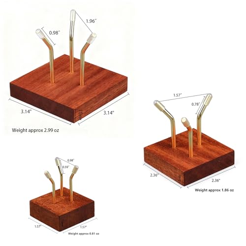 4 Pcs Rock Display Stand, 3-Size Set Crystal Sphere Stand with Metal 3-Peg and Wooden Base, Crystal Stands for Display Minerals, Geodes, Rocks, Fossils, Agate Slices, Small Collectibles