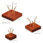 4 Pcs Rock Display Stand, 3-Size Set Crystal Sphere Stand with Metal 3-Peg and Wooden Base, Crystal Stands for Display Minerals, Geodes, Rocks, Fossils, Agate Slices, Small Collectibles