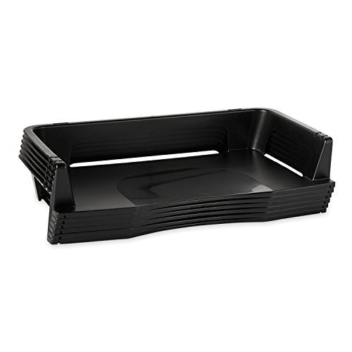 Rubbermaid Regeneration Letter Tray, Six Tier, Plastic, Black (86028) - size: A4-size documents and folders