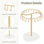 Dahey Keychain Display Stand for Vendor, Metal Bracelet Holder Organizer Hand Sanitizer Keychain Display with 22 Hooks Storage Keychains Bracelet for Study Desk Entryway Decor, Gold