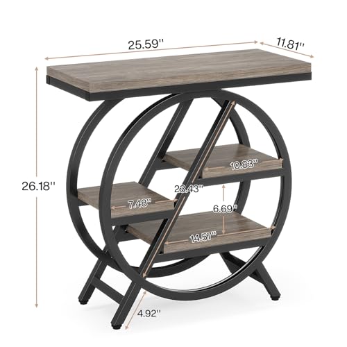 LITTLE TREE End Table, Narrow Side Table with 4-Tier Large Storage Space, Modern Bedside Table for Living Room, Home Office, Bedroom, Grey - color: Grey